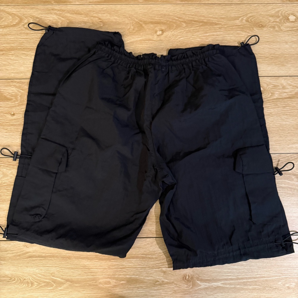 Garage Black Cargo Track Pants with Drawstring Details - Picture 3 of 4